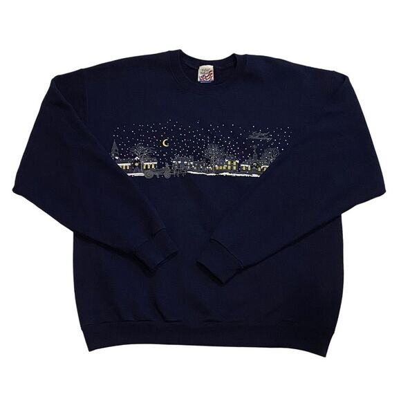 Colonial Williamsburg Tops - Vintage Colonial Williamsburg Navy Blue Christmas/Winter Sweatshirt  Women’s L